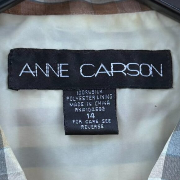 Anne Carson Silk Plaid Zip Jacket Shirt /Jacket ( Size 14) - Picture 5 of 6